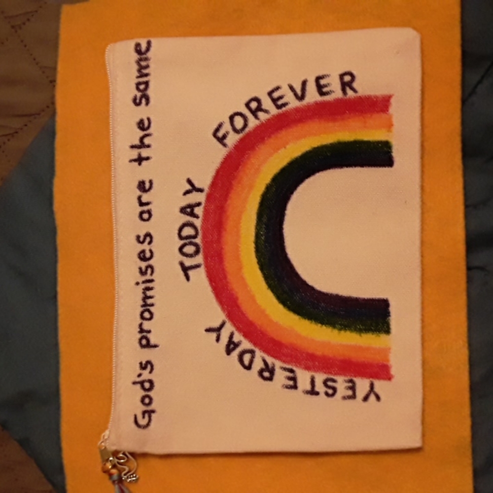 God's Promise rainbow zipper pouch
